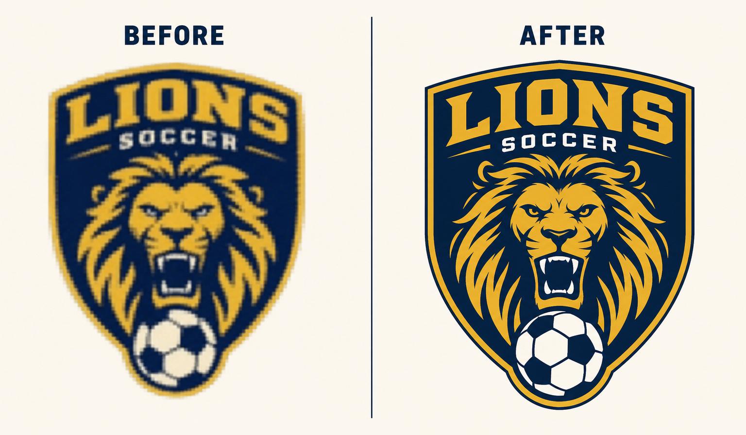 Before and after: Blurry web logo → crisp vector
