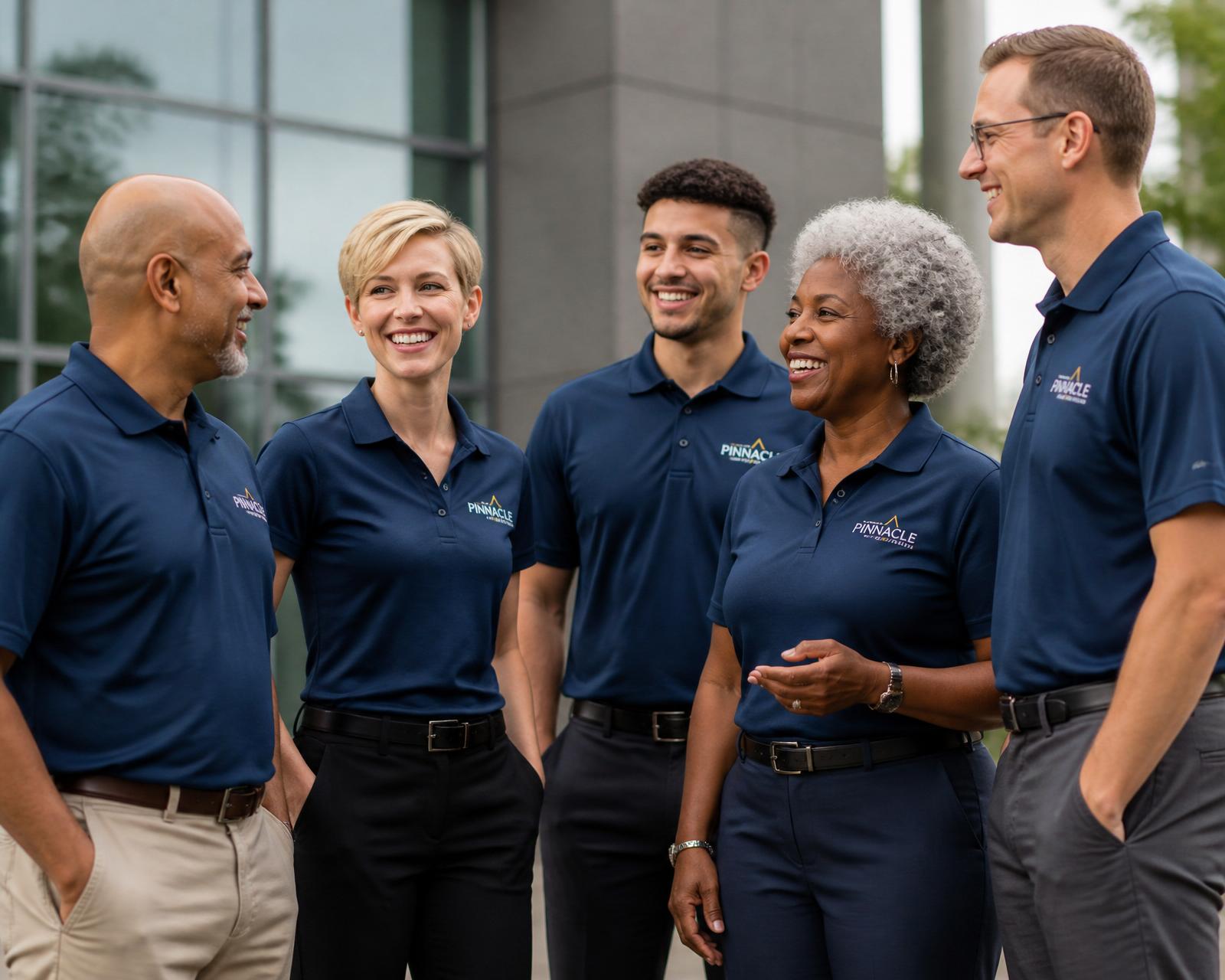 Corporate team in matching embroidered branded polos by CC Print